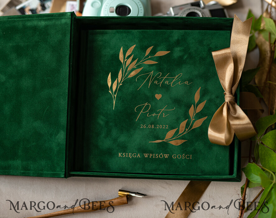 HOCHZEITS-GÄSTEBÜCHER Samtkissen Instax Gästebuch Boho grün Pink Instax Samt Hochzeitsgästebuch Gold, Samt Fotokasten Sofort Hochzeitsgästebuch, Polaroid Samt Gästebuch Pink Fotokasten Goldene Hochzeit