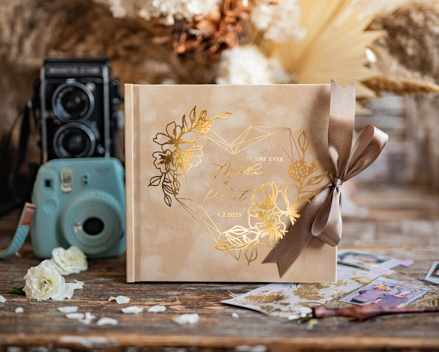 HOCHZEITS-GÄSTEBÜCHER Samtkissen Instax Gästebuch Beige Boho Instax Samt Hochzeitsgästebuch Gold, Nude Sofort Hochzeitsgästebuch, Polaroid Samt Gästebuch Taupe Golden Hochzeit