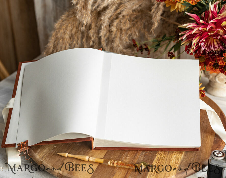HOCHZEITS-GÄSTEBÜCHER Samtkissen Instax Gästebuch Terrakotta Gold personalisiertes Hochzeitsgästebuch, Samt Erinnerungsfotoalbum, Herbsthochzeit, Polaroid Samt Gästebuch