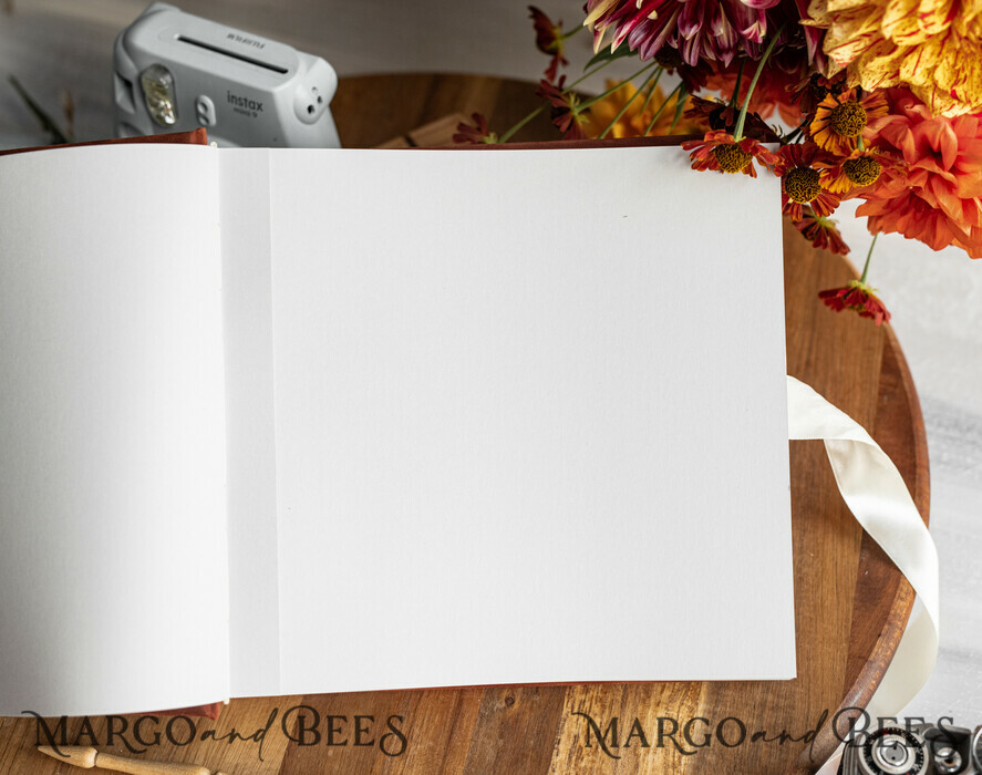 HOCHZEITS-GÄSTEBÜCHER Samtkissen Instax Gästebuch Terrakotta Gold personalisiertes Hochzeitsgästebuch, Samt Erinnerungsfotoalbum, Herbsthochzeit, Polaroid Samt Gästebuch