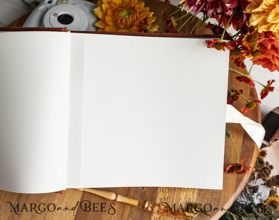 HOCHZEITS-GÄSTEBÜCHER Samtkissen Instax Gästebuch Terrakotta Gold personalisiertes Hochzeitsgästebuch, Samt Erinnerungsfotoalbum, Herbsthochzeit, Polaroid Samt Gästebuch