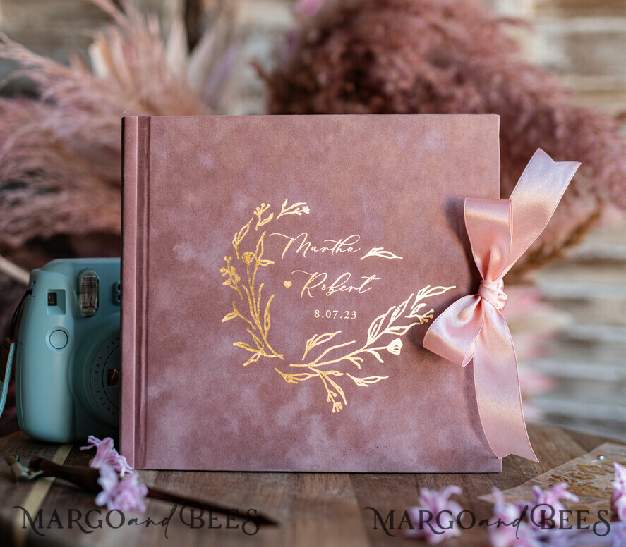 HOCHZEITS-GÄSTEBÜCHER Samtkissen Instax Gästebuch Goldene Blush Pink Instax Samt Hochzeits-Gästebuch Gold, Großes Instant Hochzeits-Gästebuch, Polaroid Samt Gästebuch Pink Goldene Hochzeit.
