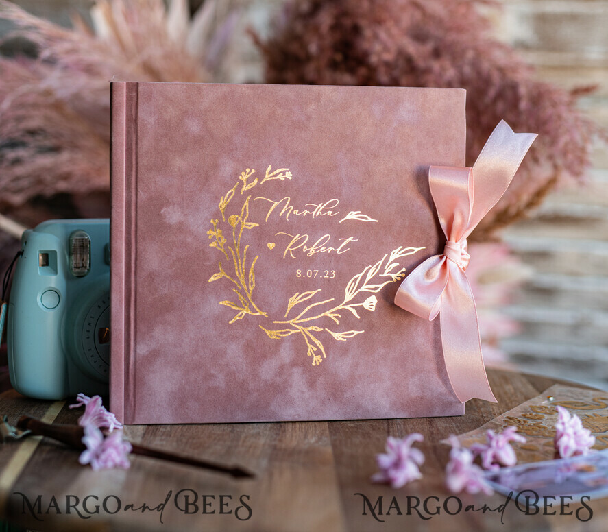 HOCHZEITS-GÄSTEBÜCHER Samtkissen Instax Gästebuch Goldene Blush Pink Instax Samt Hochzeits-Gästebuch Gold, Großes Instant Hochzeits-Gästebuch, Polaroid Samt Gästebuch Pink Goldene Hochzeit.