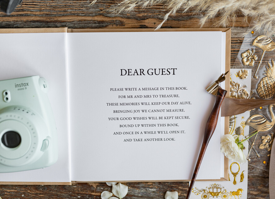 HOCHZEITS-GÄSTEBÜCHER Samtkissen Instax Gästebuch elegantes Elfenbein Instax Hochzeitsgäste Buch Gold, großes Instant Samt Hochzeitsgäste Buch, Polaroid Samt Gästebuch Golden Hochzeit