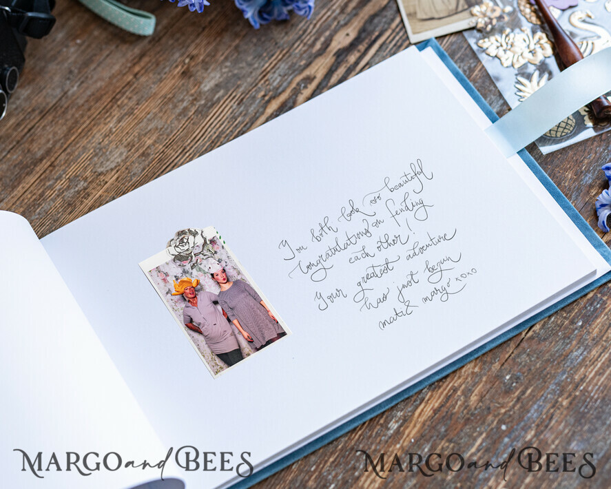 HOCHZEITS-GÄSTEBÜCHER Samtkissen Instax Gästebuch Luxuriöses navyblaues Instax-Velours-Hochzeits-Gästebuch in Gold, großes Instant-Hochzeits-Gästebuch, Polaroid-Velours-Gästebuch