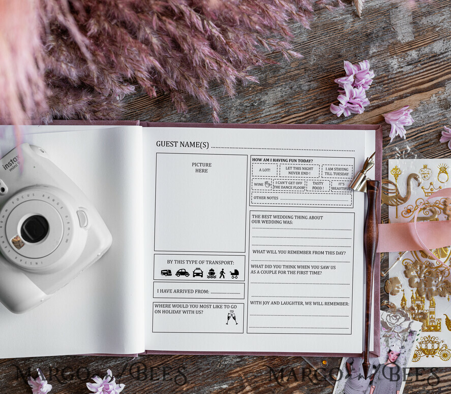 HOCHZEITS-GÄSTEBÜCHER Samtkissen Instax Gästebuch Elegantes Blush-Pink Instax Samt Hochzeits-Gästebuch Gold, großes Instant Hochzeits-Gästebuch, Polaroid Samt Gästebuch Pink Golden Hochzeit.