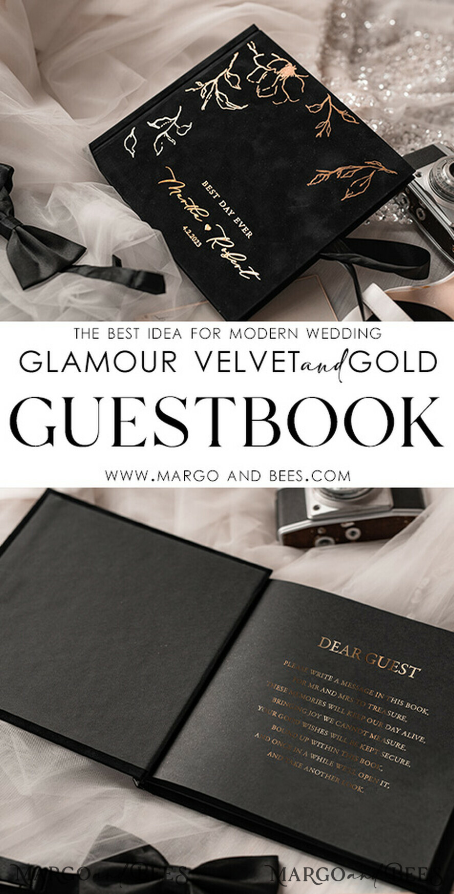 HOCHZEITS-GÄSTEBÜCHER Samtkissen Instax Gästebuch Schwarzes Boho Instax Samt Hochzeits-Gästebuch Gold, Schwarzes Halloween Sofort-Hochzeits-Gästebuch, Polaroid Samt-Gästebuch Schwarz Goldene Hochzeit