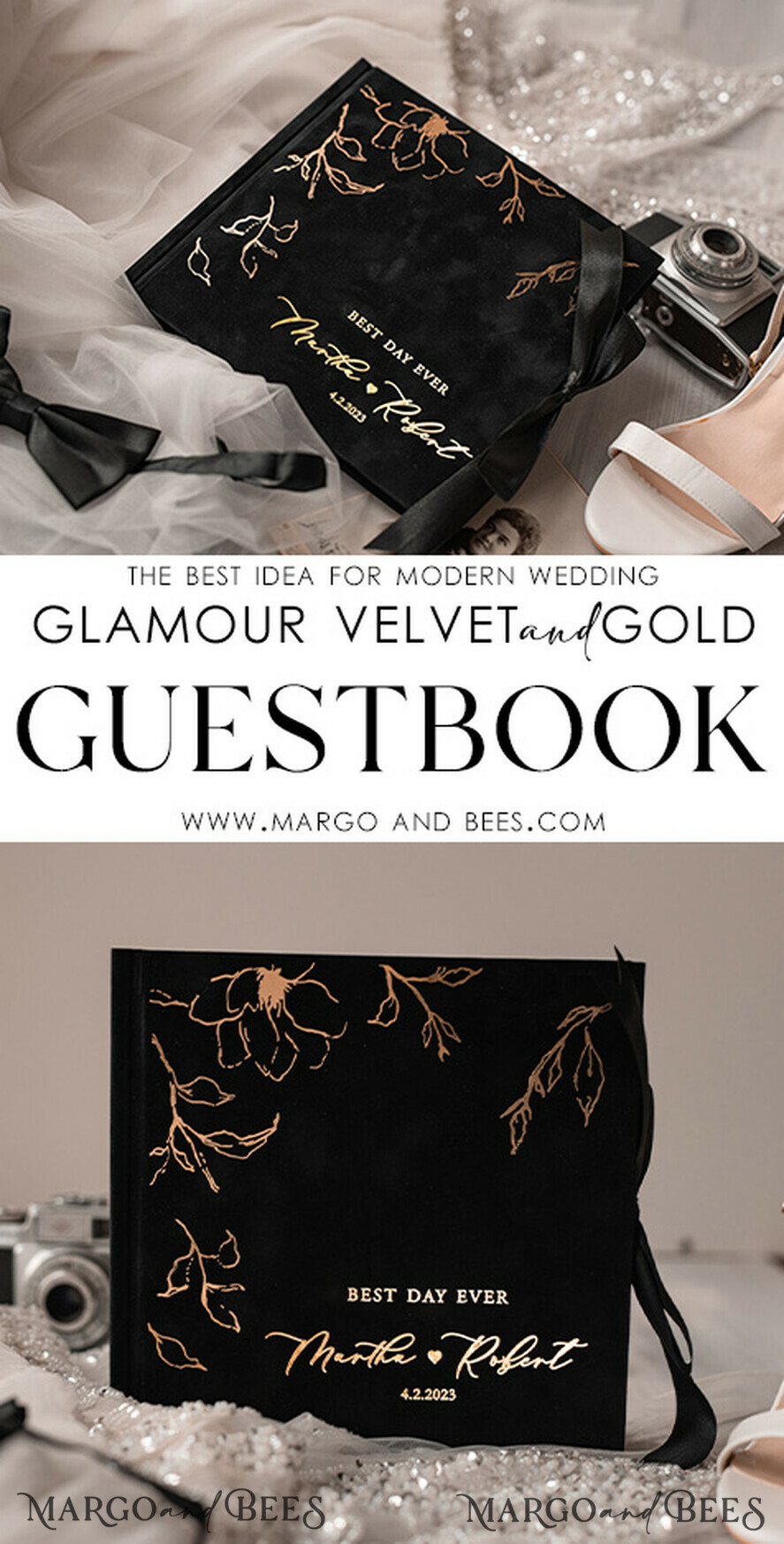 HOCHZEITS-GÄSTEBÜCHER Samtkissen Instax Gästebuch Schwarzes Boho Instax Samt Hochzeits-Gästebuch Gold, Schwarzes Halloween Sofort-Hochzeits-Gästebuch, Polaroid Samt-Gästebuch Schwarz Goldene Hochzeit