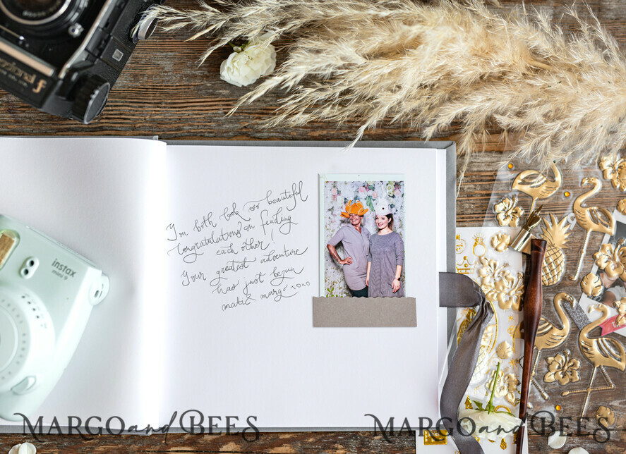 HOCHZEITS-GÄSTEBÜCHER Samtkissen Instax Gästebuch Moderne Elfenbein Instax Samt Hochzeits-Gästebuch Gold, Großes Instant Hochzeits-Gästebuch, Polaroid Samt Gästebuch Golden Hochzeit