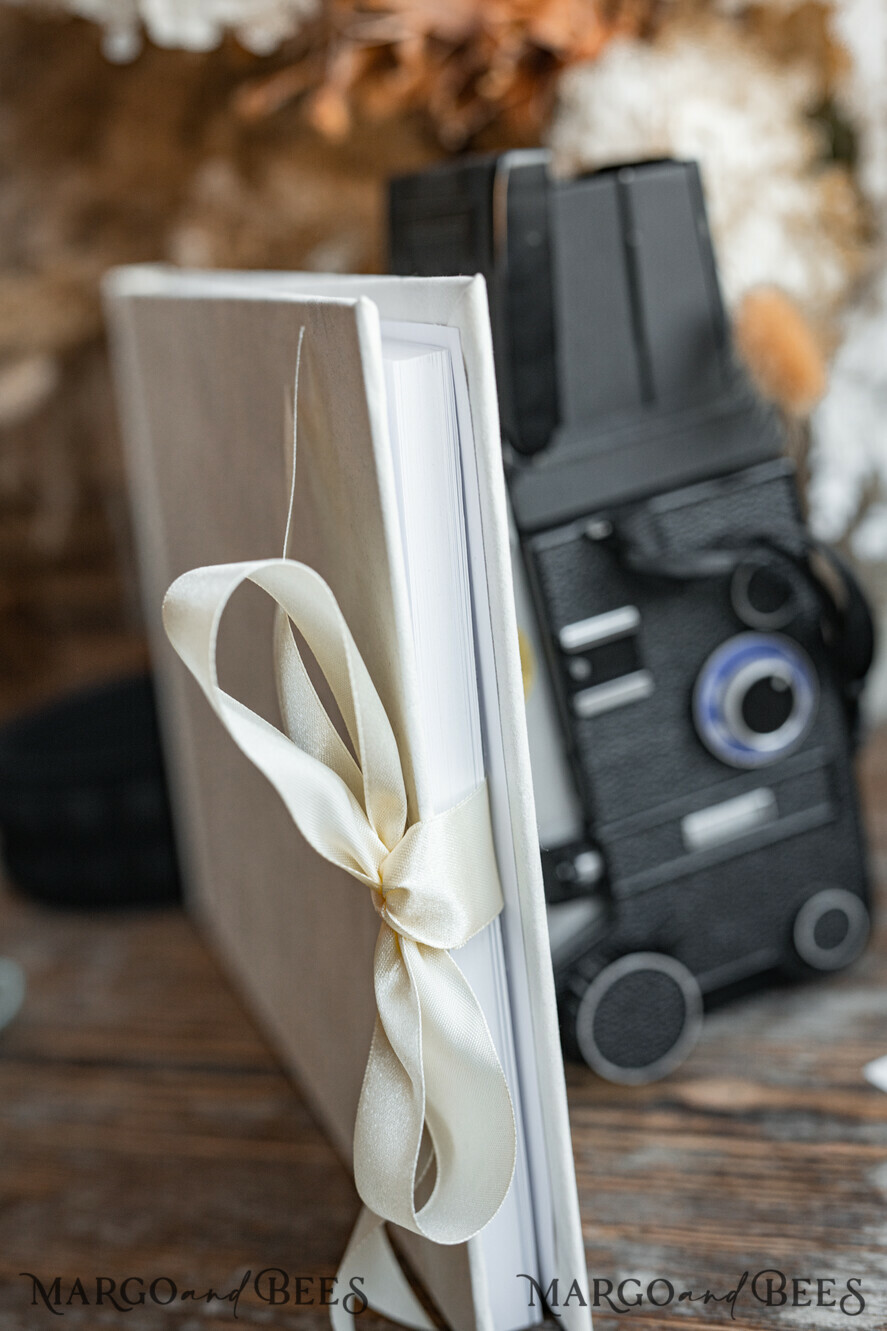 HOCHZEITS-GÄSTEBÜCHER Samtkissen Instax Gästebuch Moderne Elfenbein Instax Samt Hochzeits-Gästebuch Gold, Großes Instant Hochzeits-Gästebuch, Polaroid Samt Gästebuch Golden Hochzeit