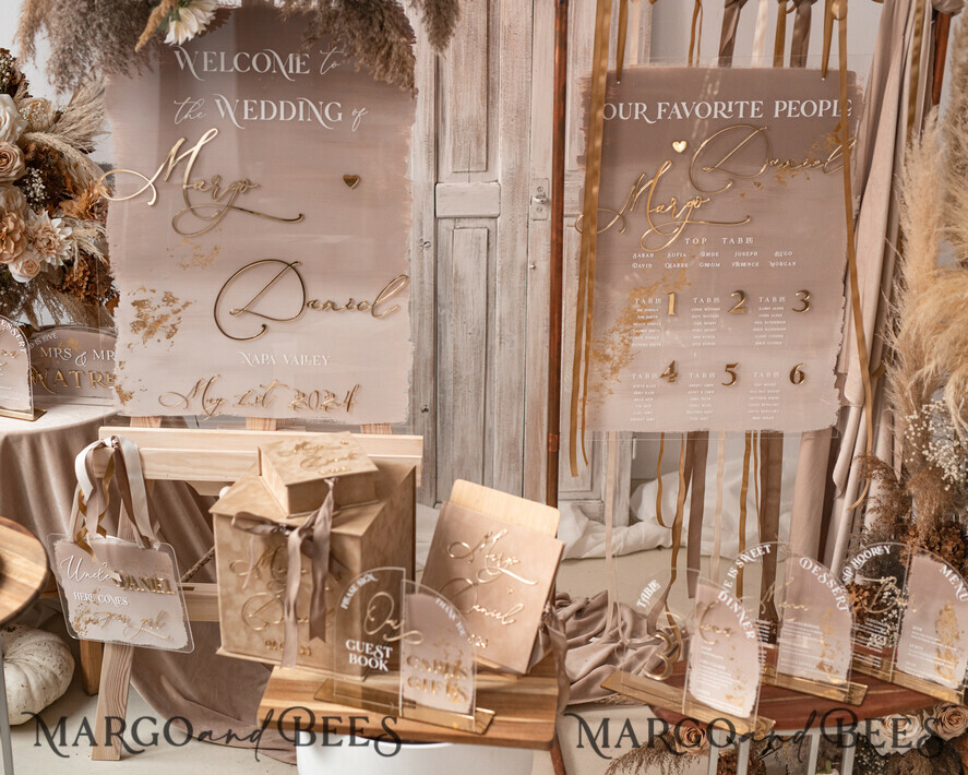 TISCHPLÄNE UND WILLKOMMENSCHILDER FÜR HOCHZEITEN Plexi Gold / Samt Acryl Ombre Beigefarbene Hochzeits-Willkommensschild, klares Acryl- und goldenes Hochzeits-Willkommensschild, Nude Gold Plexi Hochzeits-Willkommensschild, Tan Luxushochzeits-Willkommensschild, Erdfarbenes Hochzeits-Schild Goldenes Spiegel-Hochzeits-Willkommensschild