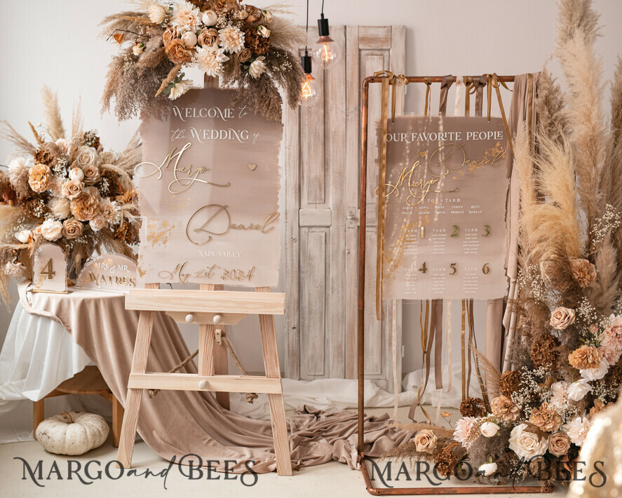 TISCHPLÄNE UND WILLKOMMENSCHILDER FÜR HOCHZEITEN Plexi Gold / Samt Acryl Ombre Beigefarbene Hochzeits-Willkommensschild, klares Acryl- und goldenes Hochzeits-Willkommensschild, Nude Gold Plexi Hochzeits-Willkommensschild, Tan Luxushochzeits-Willkommensschild, Erdfarbenes Hochzeits-Schild Goldenes Spiegel-Hochzeits-Willkommensschild
