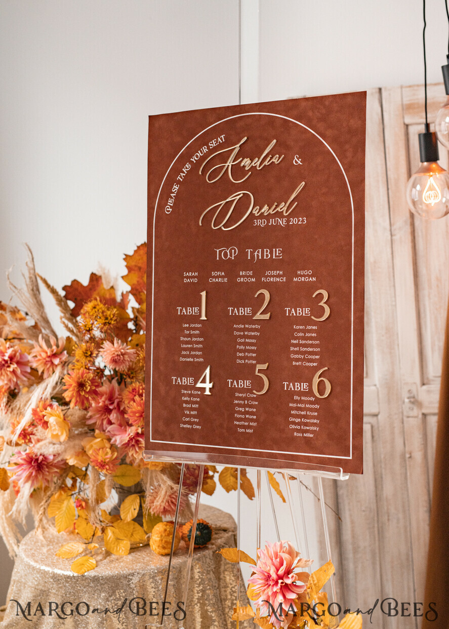 TISCHPLÄNE UND WILLKOMMENSCHILDER FÜR HOCHZEITEN Plexi Gold / Samt Herbsthochzeit Willkommensschild, luxuriöses Samtrosthochzeit Willkommensschild, goldene Hochzeitsdekoration, personalisiertes Rosthochzeitsschild, Hochzeitsempfangset, Herbst Willkommenshochzeitsboard