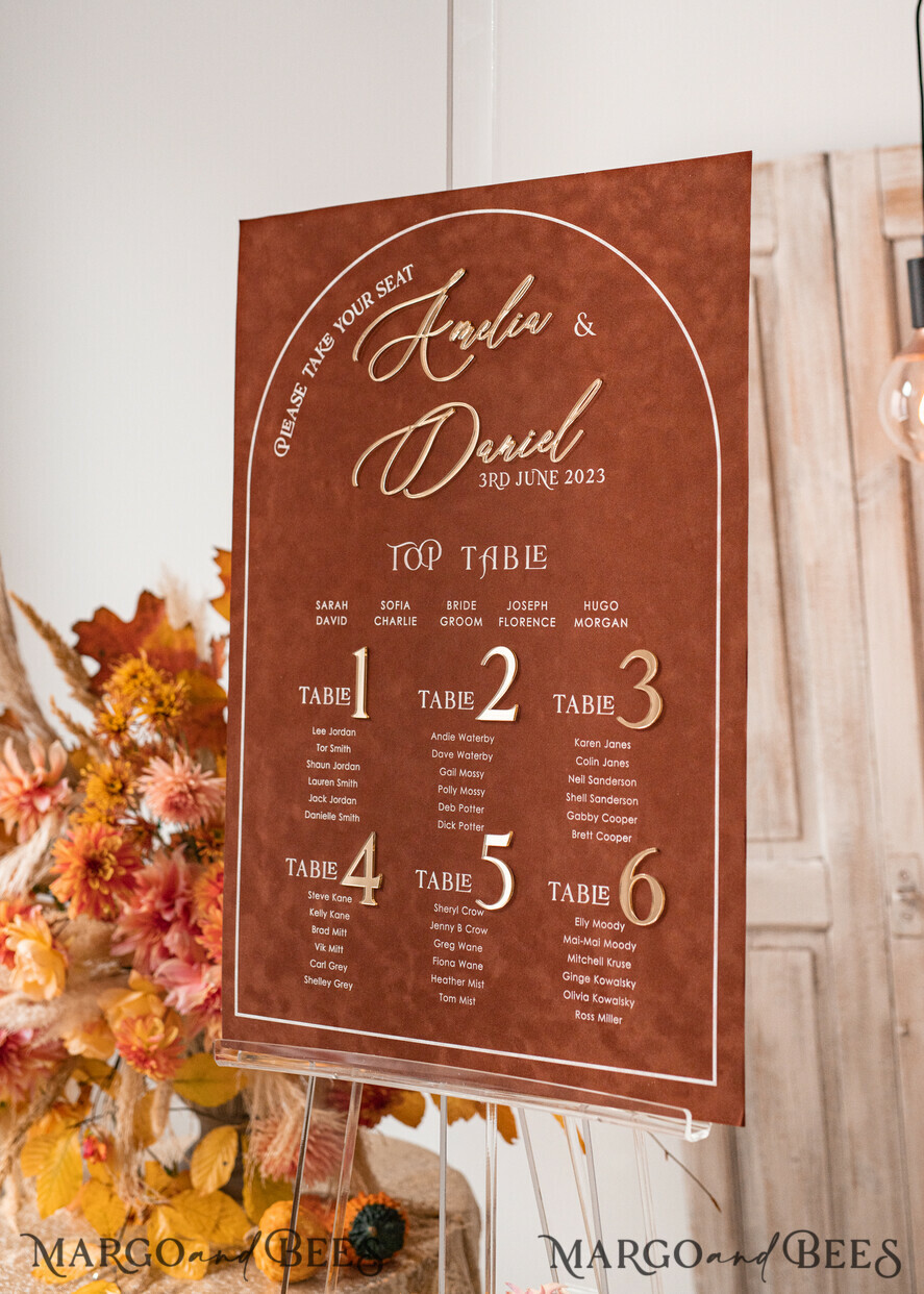 TISCHPLÄNE UND WILLKOMMENSCHILDER FÜR HOCHZEITEN Plexi Gold / Samt Herbsthochzeit Willkommensschild, luxuriöses Samtrosthochzeit Willkommensschild, goldene Hochzeitsdekoration, personalisiertes Rosthochzeitsschild, Hochzeitsempfangset, Herbst Willkommenshochzeitsboard