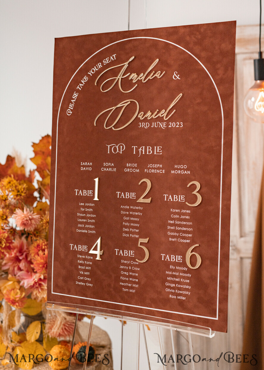 TISCHPLÄNE UND WILLKOMMENSCHILDER FÜR HOCHZEITEN Plexi Gold / Samt Herbsthochzeit Willkommensschild, luxuriöses Samtrosthochzeit Willkommensschild, goldene Hochzeitsdekoration, personalisiertes Rosthochzeitsschild, Hochzeitsempfangset, Herbst Willkommenshochzeitsboard