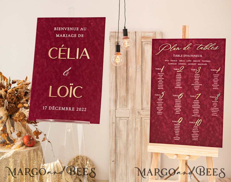 TISCHPLÄNE UND WILLKOMMENSCHILDER FÜR HOCHZEITEN Plexi Gold / Samt Burgunder Hochzeits Willkommensschild, Luxus Samt Weinrot Hochzeits Willkommensschild, Goldene Hochzeitsdekoration, Personalisierte Boho Hochzeitsbeschilderung, Hochzeitsempfangsset, Indisches Willkommens Hochzeitsbrett