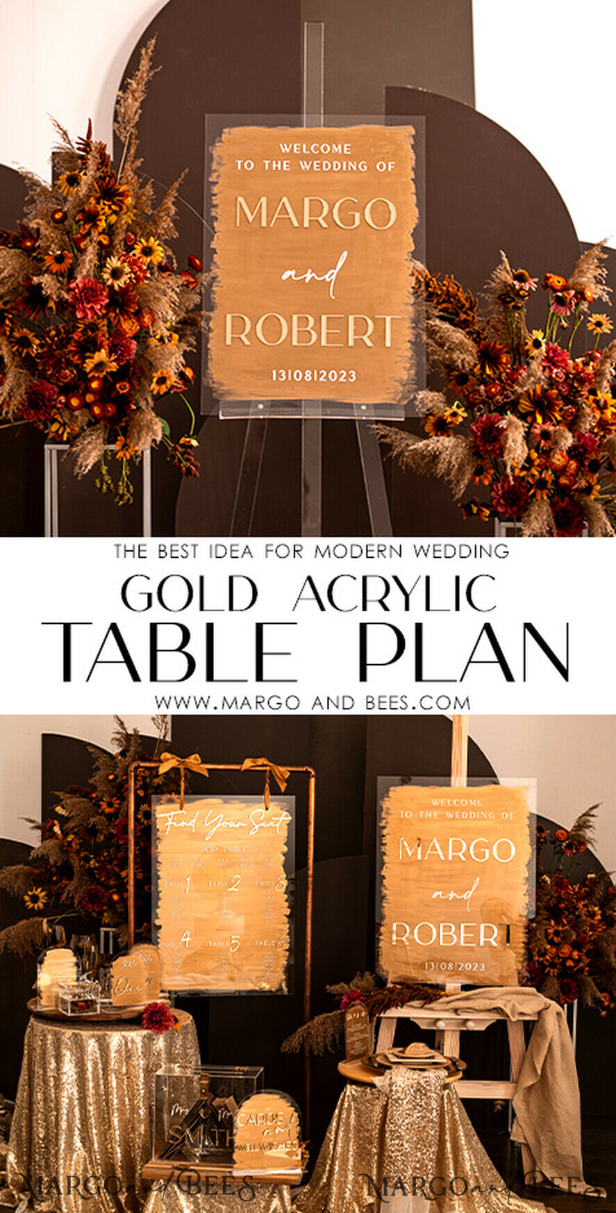 TISCHPLÄNE UND WILLKOMMENSCHILDER FÜR HOCHZEITEN Plexi Gold / Samt Luxus Klar und Gold Hochzeit Willkommensschild, Goldene Hochzeitsdekoration, Personalisierte Hochzeitsanzeige, Hochzeitsboard, Willkommen Hochzeitsboard
