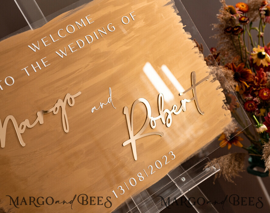 TISCHPLÄNE UND WILLKOMMENSCHILDER FÜR HOCHZEITEN Plexi Gold / Samt Luxuriöses klares und goldenes Hochzeitswillkommensschild, goldene Hochzeitsdekoration, personalisiertes Hochzeitsschild, Hochzeitsboard, Willkommenshochzeitsboard