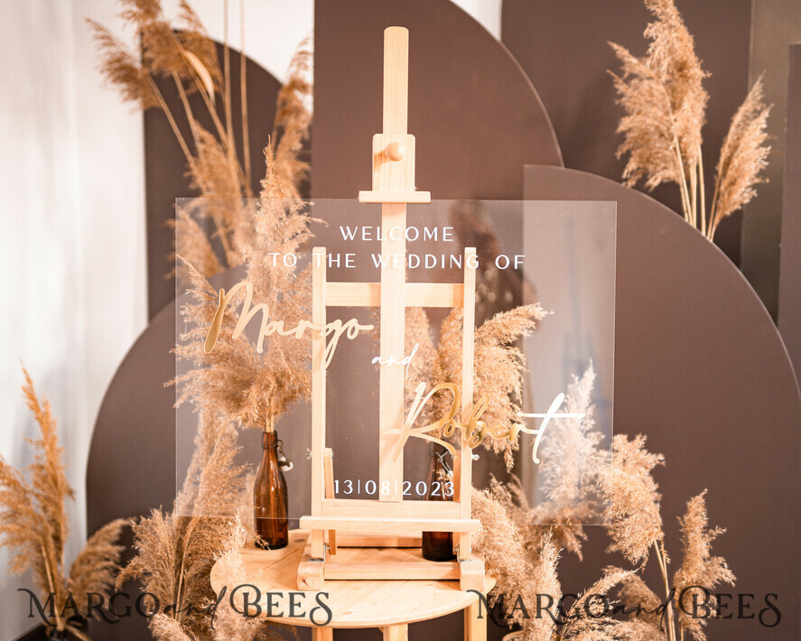 TISCHPLÄNE UND WILLKOMMENSCHILDER FÜR HOCHZEITEN Plexi Gold / Samt Luxus Klar und Gold Hochzeit Willkommensschild, Goldene Hochzeitsdekoration, Persönliches Hochzeitsschild, Hochzeitsbrett, Willkommenshochzeitsbrett