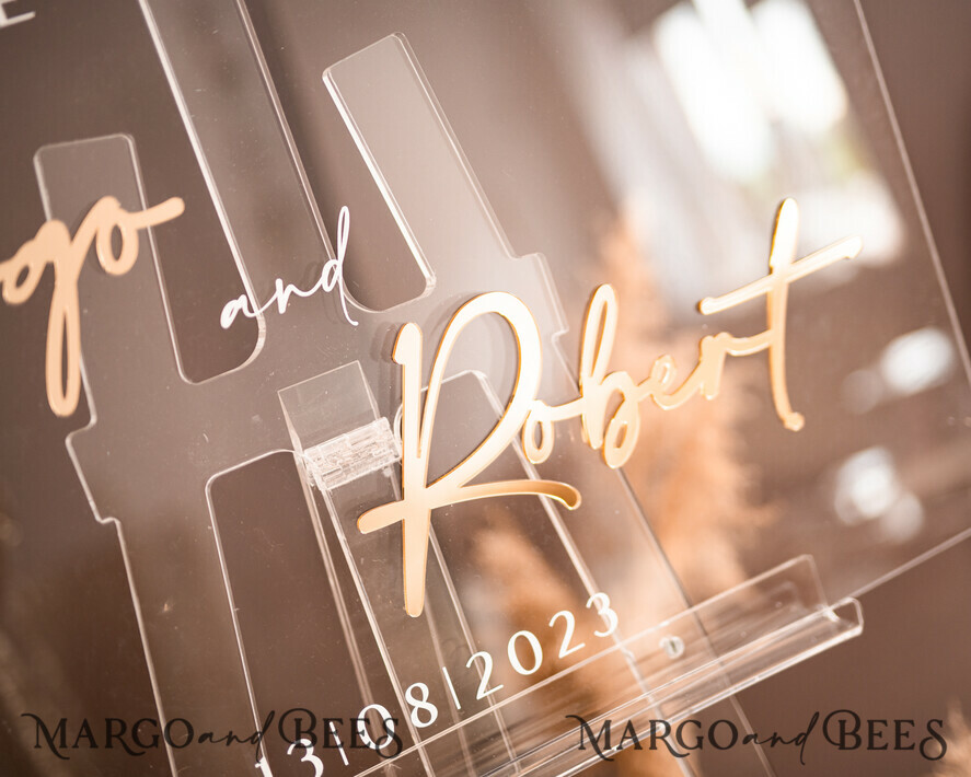 TISCHPLÄNE UND WILLKOMMENSCHILDER FÜR HOCHZEITEN Plexi Gold / Samt Luxus Klar und Gold Hochzeit Willkommensschild, Goldene Hochzeitsdekoration, Persönliches Hochzeitsschild, Hochzeitsbrett, Willkommenshochzeitsbrett