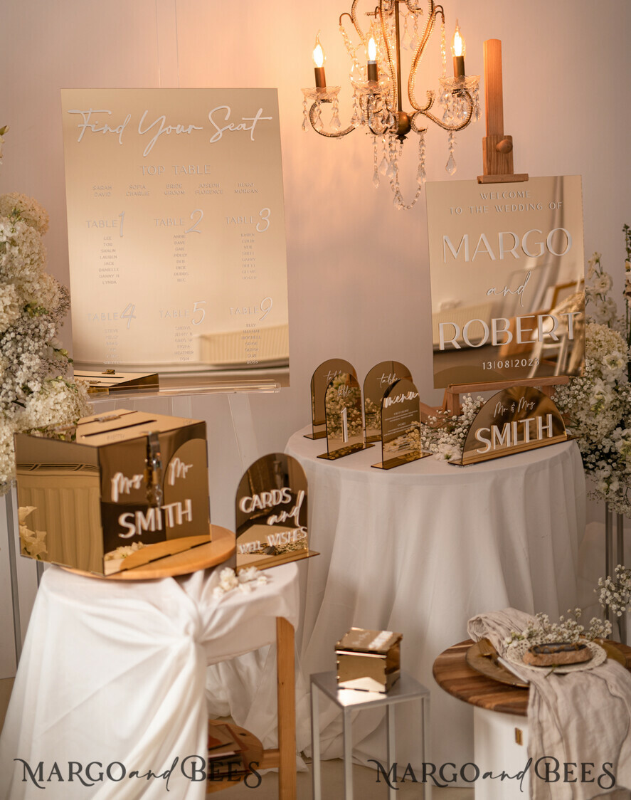 TISCHPLÄNE UND WILLKOMMENSCHILDER FÜR HOCHZEITEN Plexi Gold / Samt Goldener Spiegel Hochzeits Willkommensschild, Goldene Hochzeitsdekoration, Personalisierter Hochzeitsschild, Hochzeitsgeschenk, Willkommen Hochzeitsbrett BpPXSet