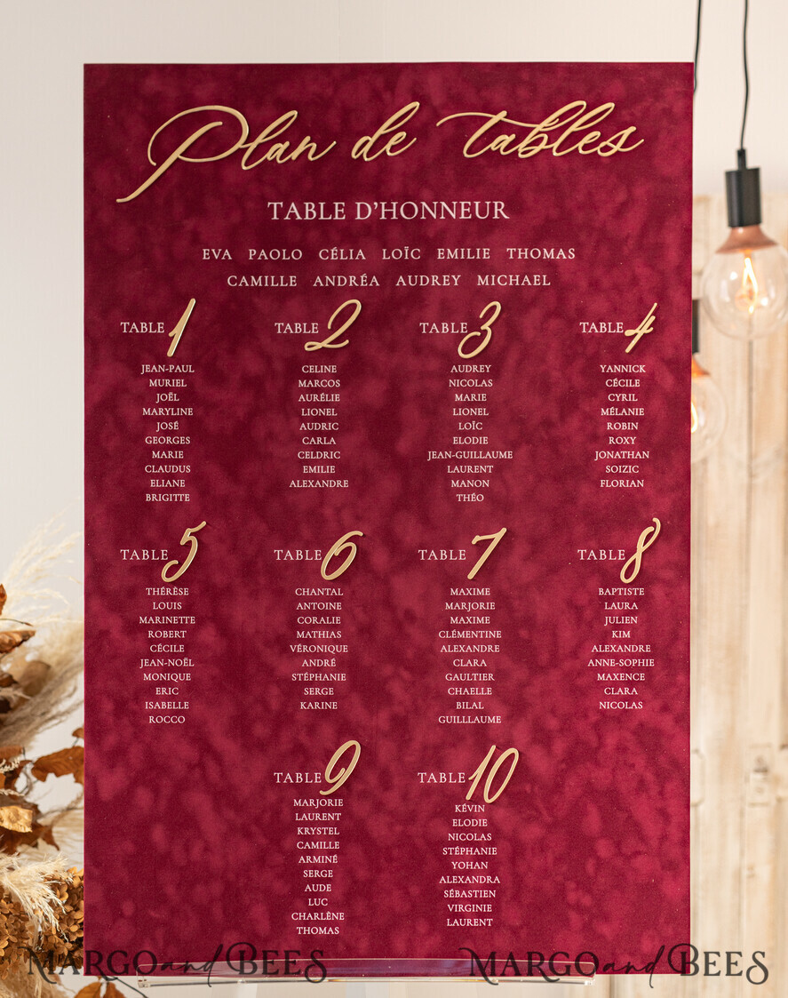 TISCHPLÄNE UND WILLKOMMENSCHILDER FÜR HOCHZEITEN Plexi Gold / Samt Burgunder Hochzeitstischplan, Kastanienbraunes Samt- und Goldmodernes Sitzdiagramm, 3D Elegantes Finde Deinen Platz Sitzplan, Luxuriöser Hochzeitstischplan, Hochzeitsdekoration mit goldenen Buchstaben Marsala Goldene Empfangsbeschilderung Rotes individuelles Zeremonieschild.
