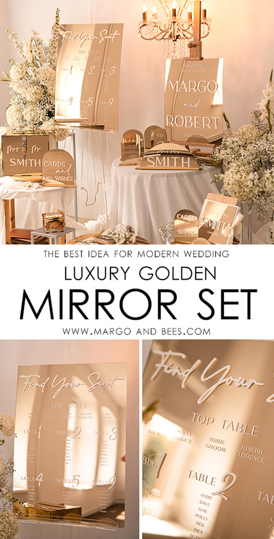 TISCHPLÄNE UND WILLKOMMENSCHILDER FÜR HOCHZEITEN Plexi Gold / Samt Gold Spiegel Sitzplan Zeichen, 3D Elegantes Finden Sie Ihren Platz - Sitzplan, Luxuriöser Hochzeits-Tischplan, Spiegel Hochzeitsdekoration - Goldene Empfangsbeschilderung - Individuelles Zeremonieschild