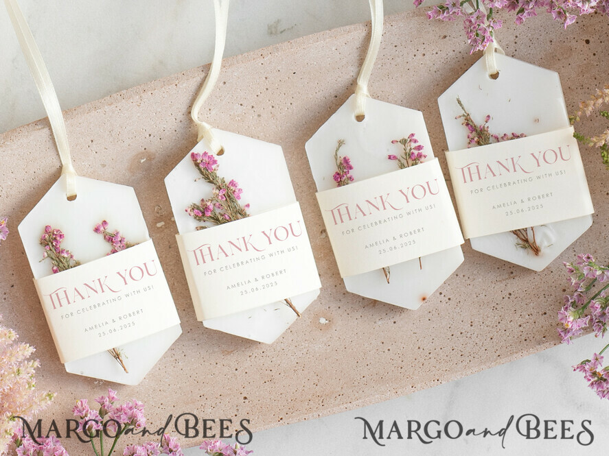 HOCHZEITSGESCHENKE Hochzeits-Sojawachstablette Danke Geschenkdose Sojawachstabletten mit Heideblumen, Boho Hochzeits-Lufterfrischer, Duftende Dankeschön-Dekoration, Babyshower-Geschenk, Hochzeitsgeschenkidee