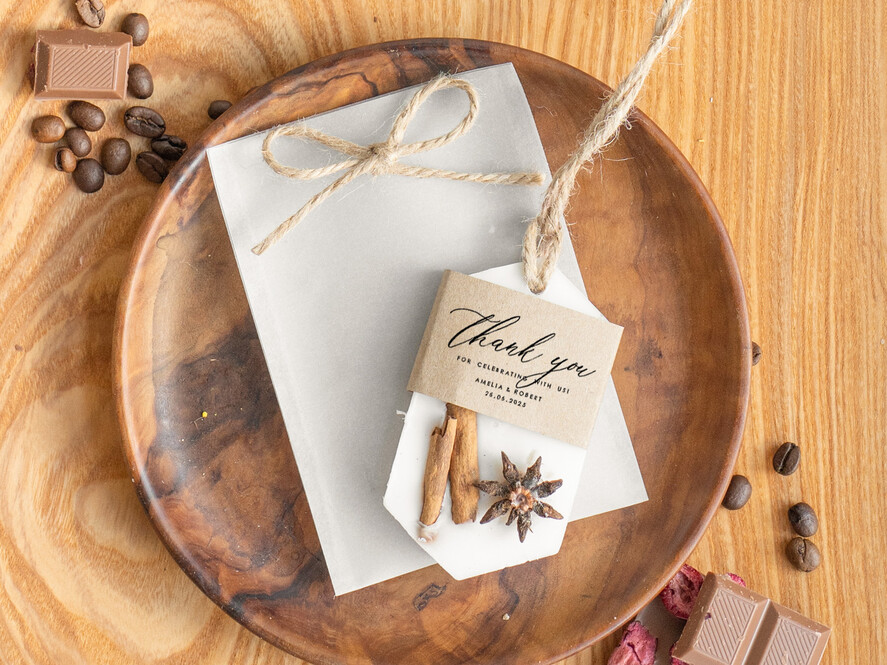 HOCHZEITSGESCHENKE Hochzeits-Sojawachstablette Danke Geschenkgutschein Soja Duftwachstabletten mit Zimt-Anis, Boho Hochzeits-Lufterfrischer, Duftende Dankeschön-Dekoration, Baby Shower Geschenkgutschein, Rustikale Hochzeitsgeschenkideen