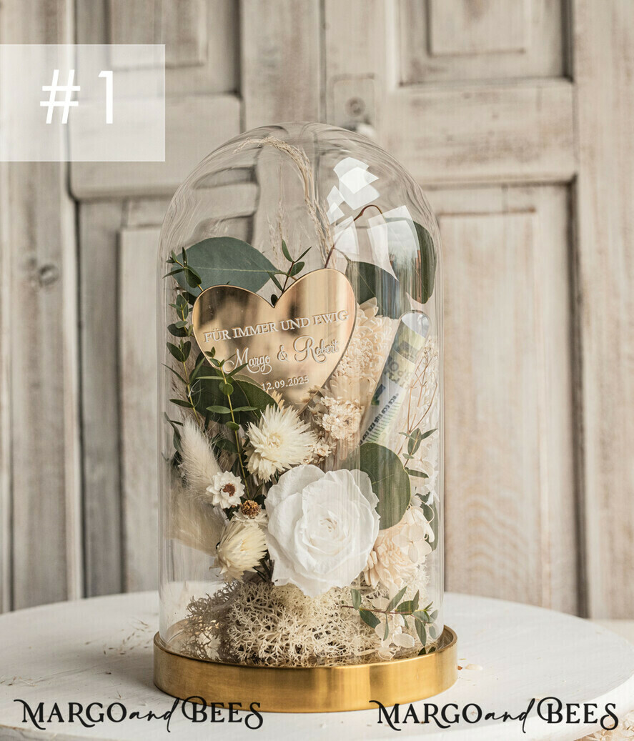 FRISCH VERHEIRATETES PAAR GESCHENKE Geldgeschenk zur Hochzeit Geschenkschachtel für Geld Geldgeschenk zur Hochzeit mit Strauß aus Trockenblumen personalisiert