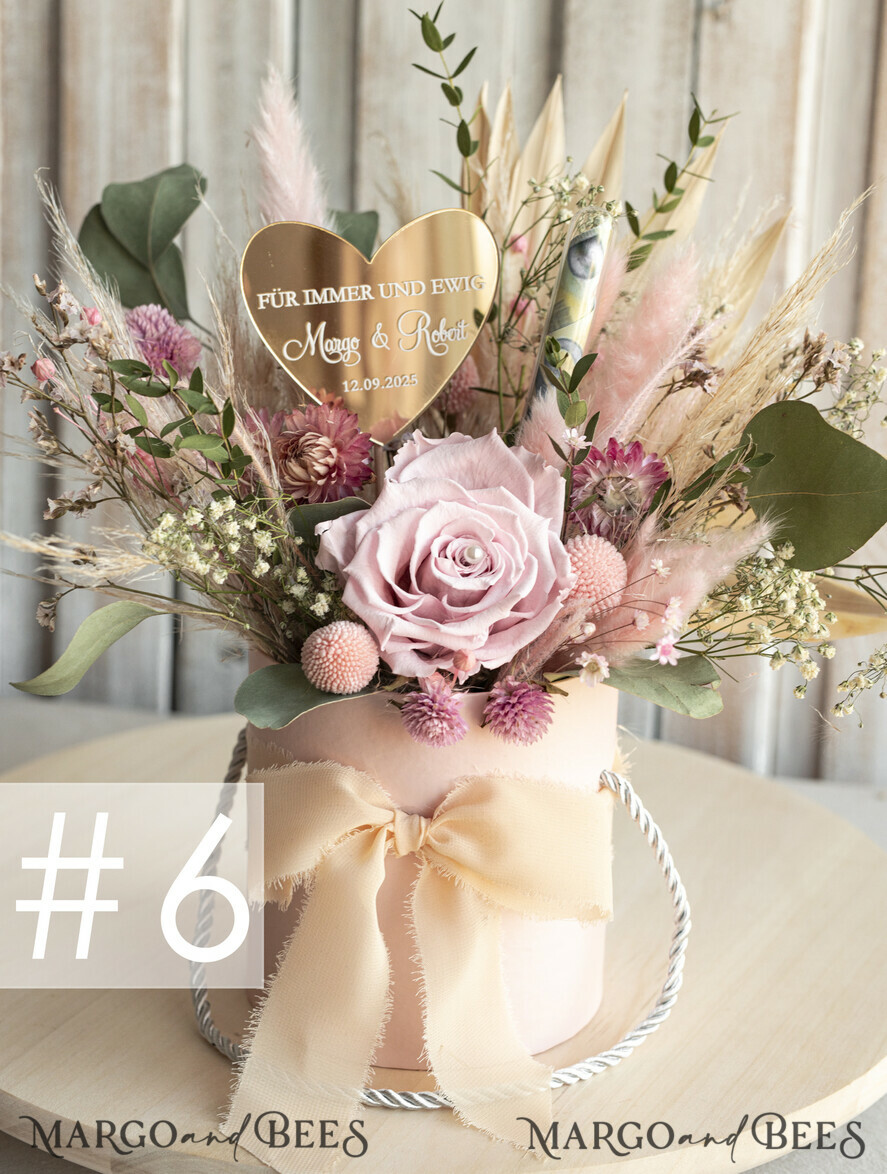 FRISCH VERHEIRATETES PAAR GESCHENKE Geldgeschenk zur Hochzeit Geschenkschachtel für Geld Geldgeschenk zur Hochzeit mit Strauß aus Trockenblumen personalisiert