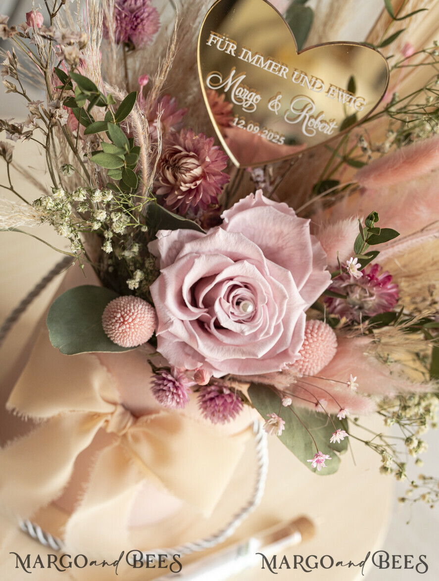 FRISCH VERHEIRATETES PAAR GESCHENKE Geldgeschenk zur Hochzeit Geschenkschachtel für Geld Geldgeschenk zur Hochzeit mit Strauß aus Trockenblumen personalisiert