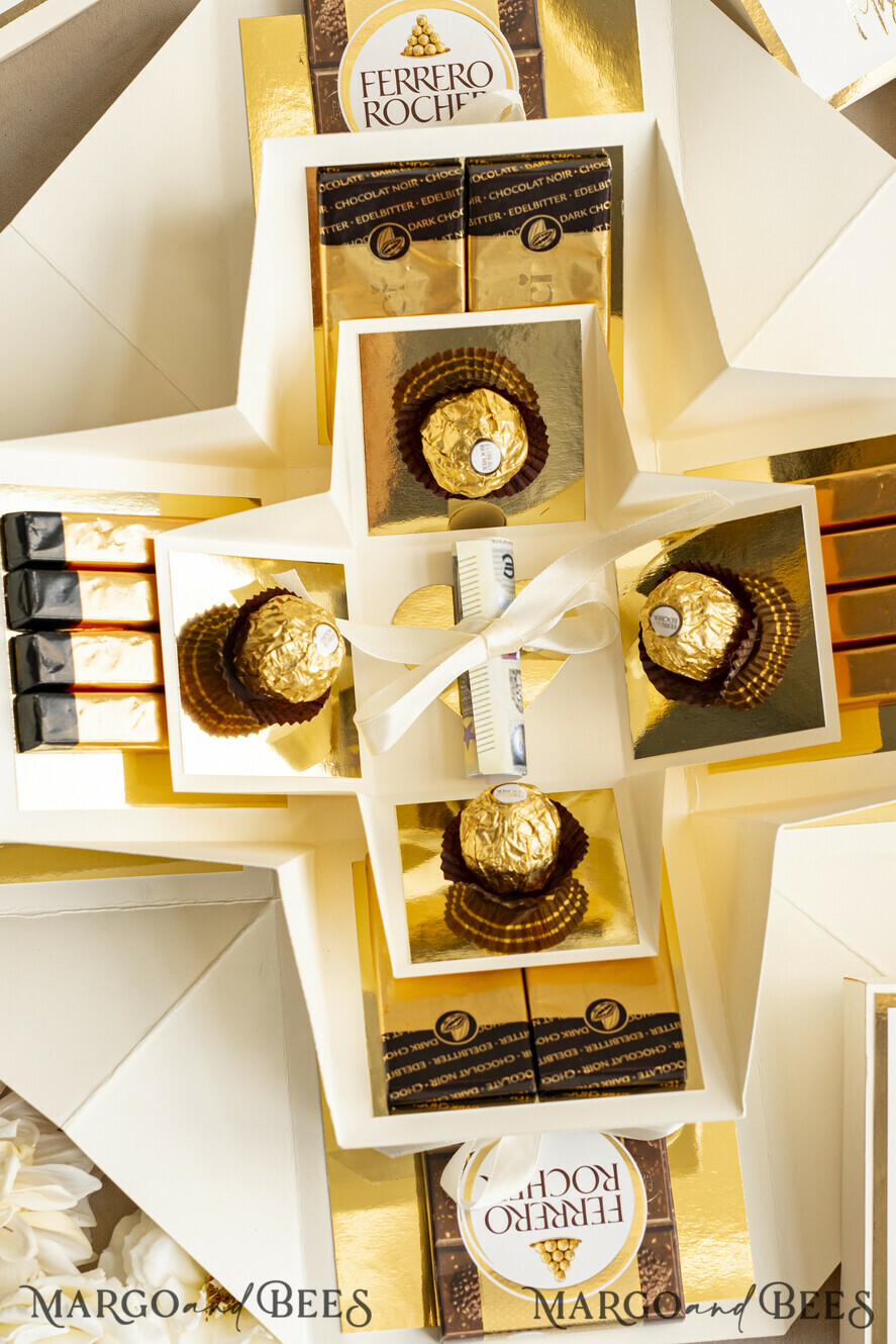 FRISCH VERHEIRATETES PAAR GESCHENKE Geldgeschenk zur Hochzeit Personalisierte Hochzeits-Geschenkbox mit Geldtasche und goldenen Weingläsern