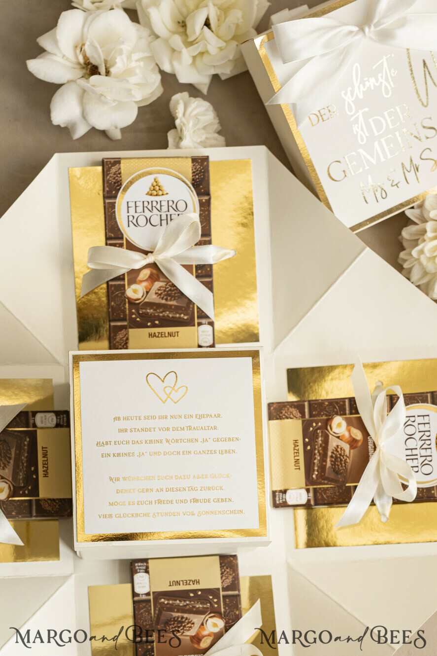 FRISCH VERHEIRATETES PAAR GESCHENKE Geldgeschenk zur Hochzeit Personalisierte Hochzeits-Geschenkbox mit Geldtasche und goldenen Weingläsern
