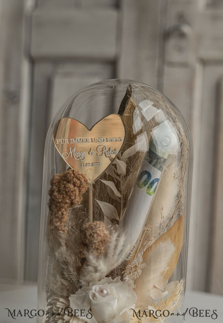 FRISCH VERHEIRATETES PAAR GESCHENKE Geldgeschenk zur Hochzeit Geschenkschachtel für Geld Geldgeschenk zur Hochzeit mit Strauß aus Trockenblumen personalisiert