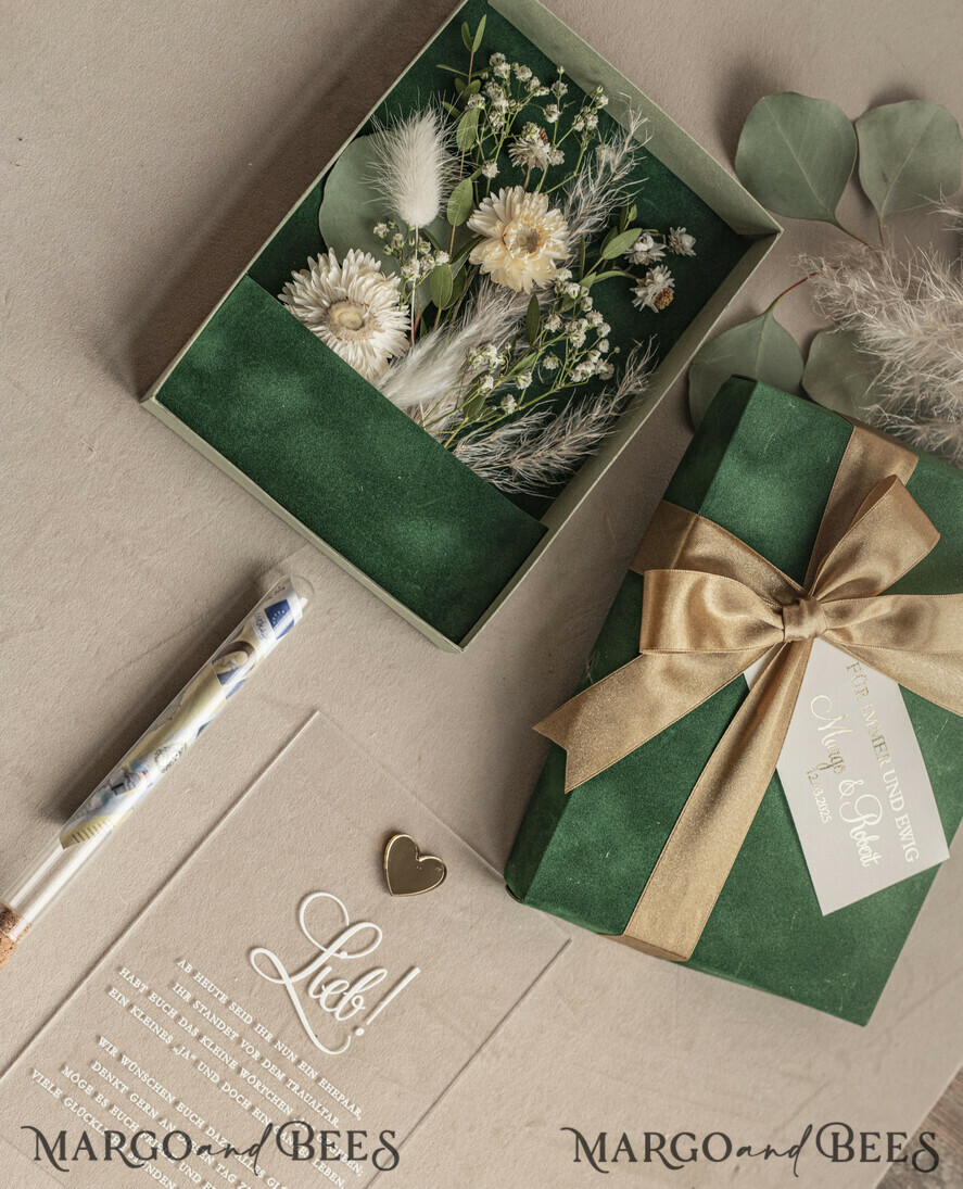 FRISCH VERHEIRATETES PAAR GESCHENKE Geldgeschenk zur Hochzeit Geschenkschachtel für Geld Geldgeschenk zur Hochzeit mit Strauß aus Trockenblumen personalisiert