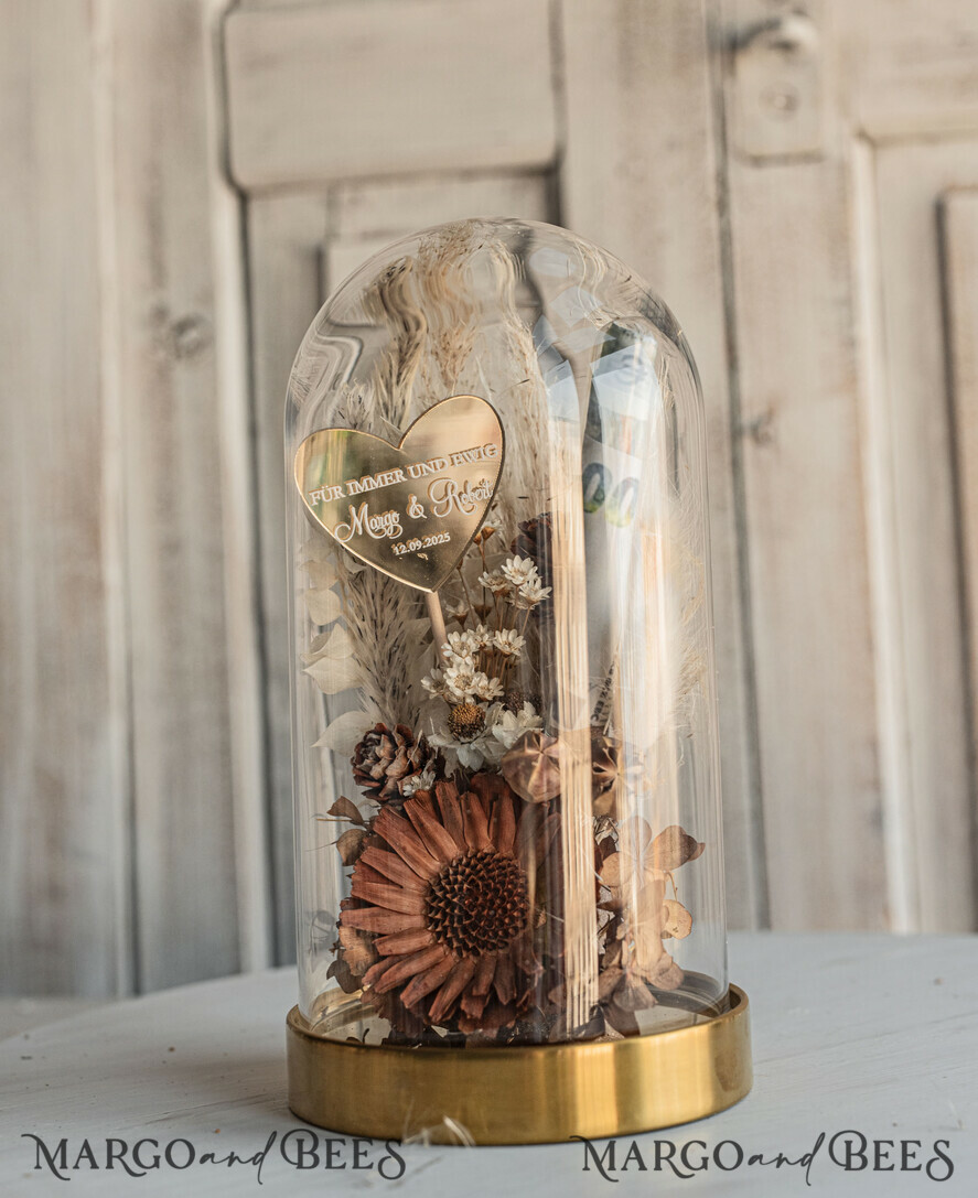 FRISCH VERHEIRATETES PAAR GESCHENKE Geldgeschenk zur Hochzeit Geschenkschachtel für Geld Geldgeschenk zur Hochzeit mit Strauß aus Trockenblumen personalisiert