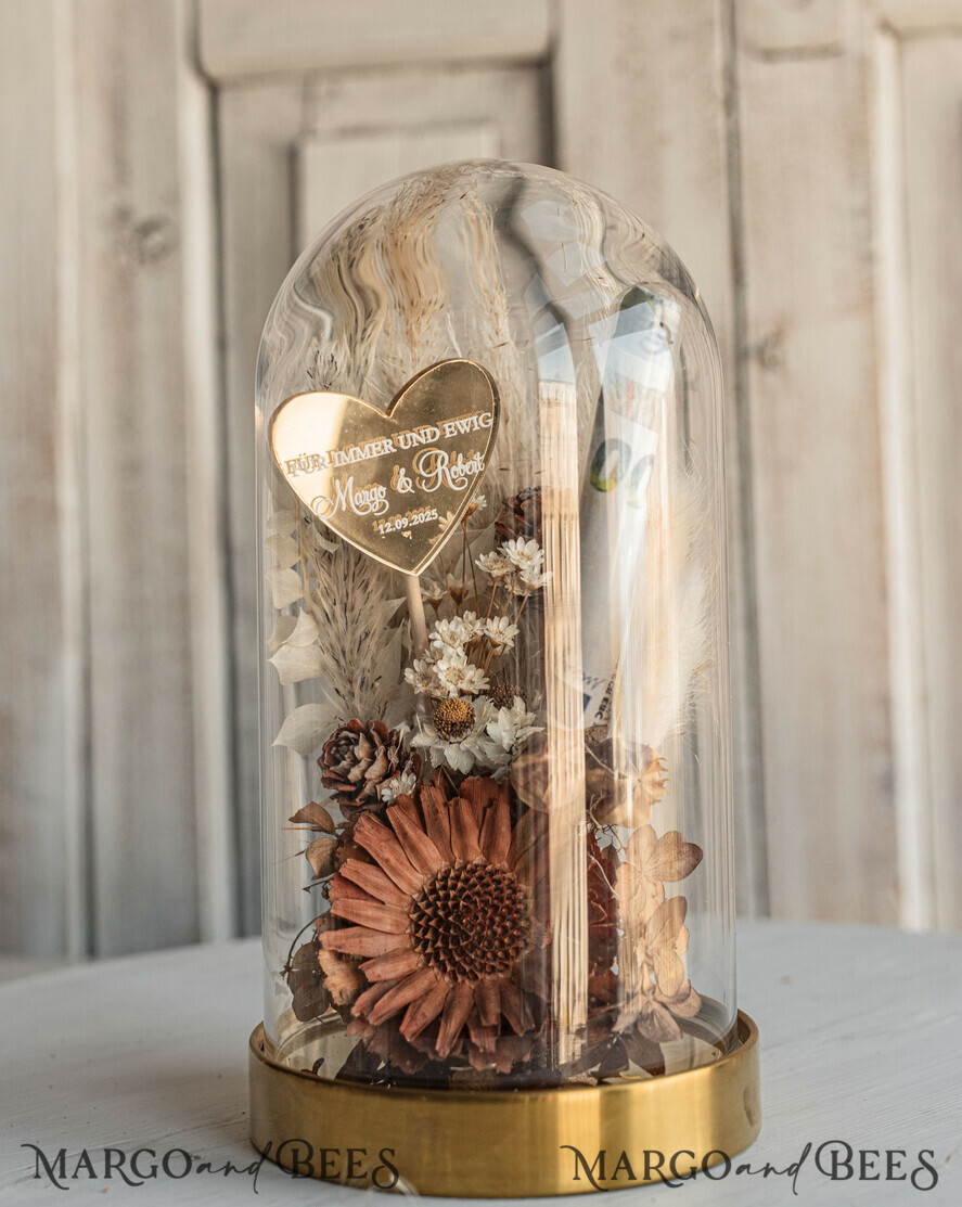 FRISCH VERHEIRATETES PAAR GESCHENKE Geldgeschenk zur Hochzeit Geschenkschachtel für Geld Geldgeschenk zur Hochzeit mit Strauß aus Trockenblumen personalisiert