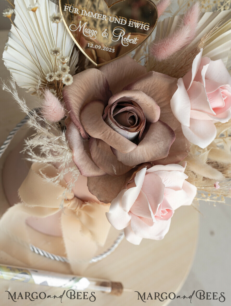 FRISCH VERHEIRATETES PAAR GESCHENKE Geldgeschenk zur Hochzeit Geschenkschachtel für Geld Geldgeschenk zur Hochzeit mit Strauß aus Trockenblumen personalisiert