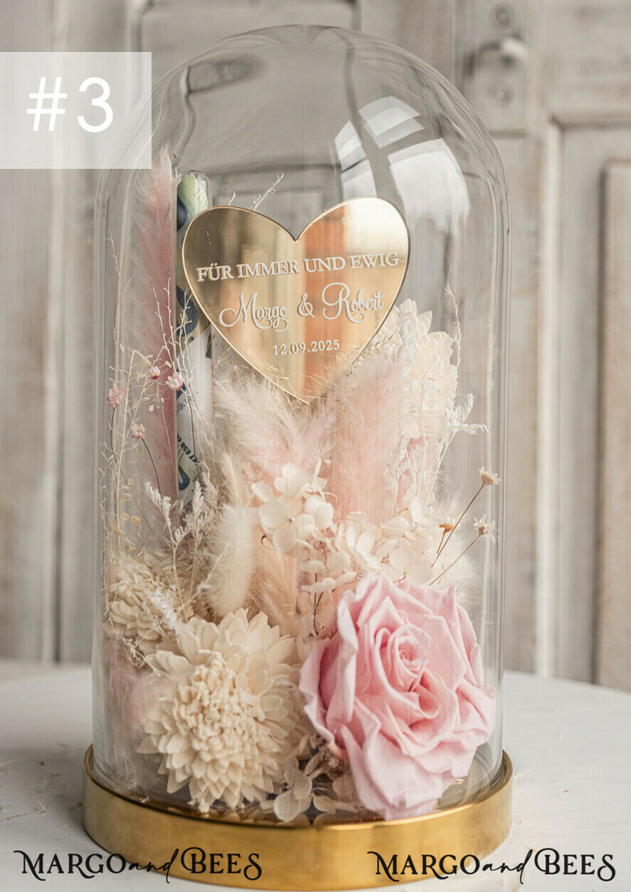 FRISCH VERHEIRATETES PAAR GESCHENKE Geldgeschenk zur Hochzeit Geschenkschachtel für Geld Geldgeschenk zur Hochzeit mit Strauß aus Trockenblumen personalisiert