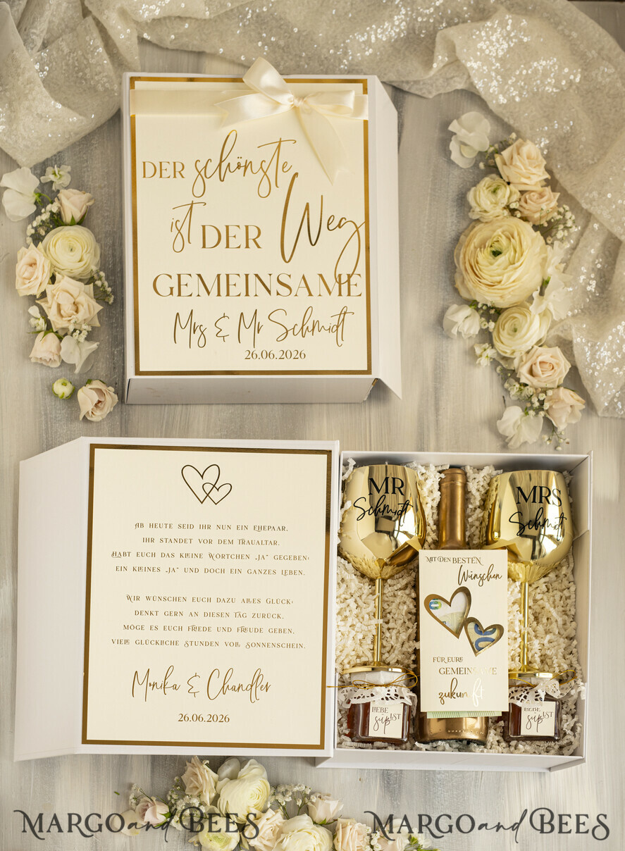FRISCH VERHEIRATETES PAAR GESCHENKE Geldgeschenk zur Hochzeit Geschenkschachtel für Geld Geldgeschenk zur Hochzeit mit Strauß aus Trockenblumen personalisiert
