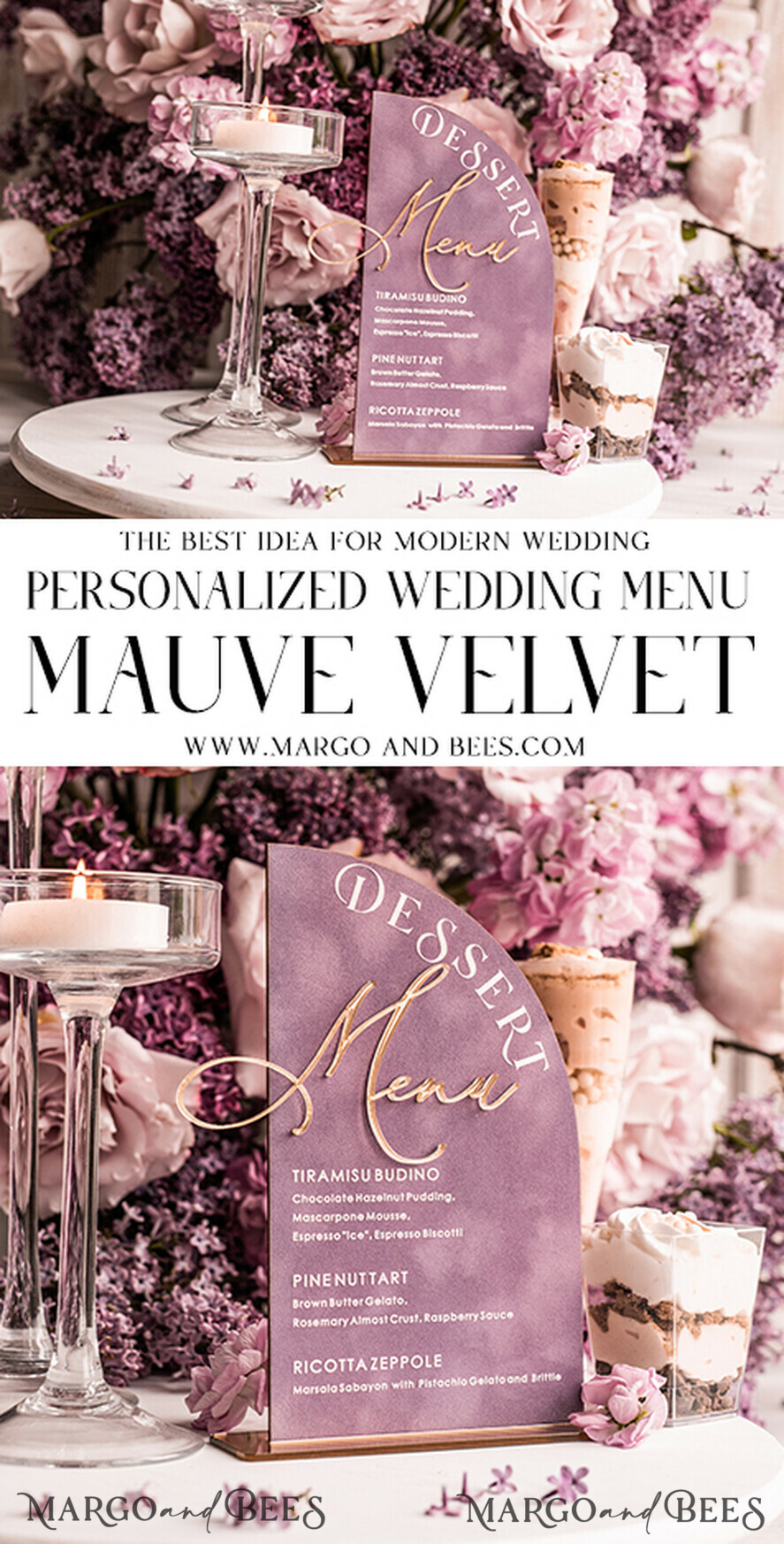 TISCHDEKORATIONSCHILDER   Samt Tischnummern und Dekoration Mauve Velvet Bogen Dessertmenü, Staubiger Rosé Bonbonschild, Gold lila Plexi Tischbogen Kuchenbar Menü, Luxus Acryl Hochzeits Tischdekoration, Hochzeitsbeschilderung Goldene Flieder