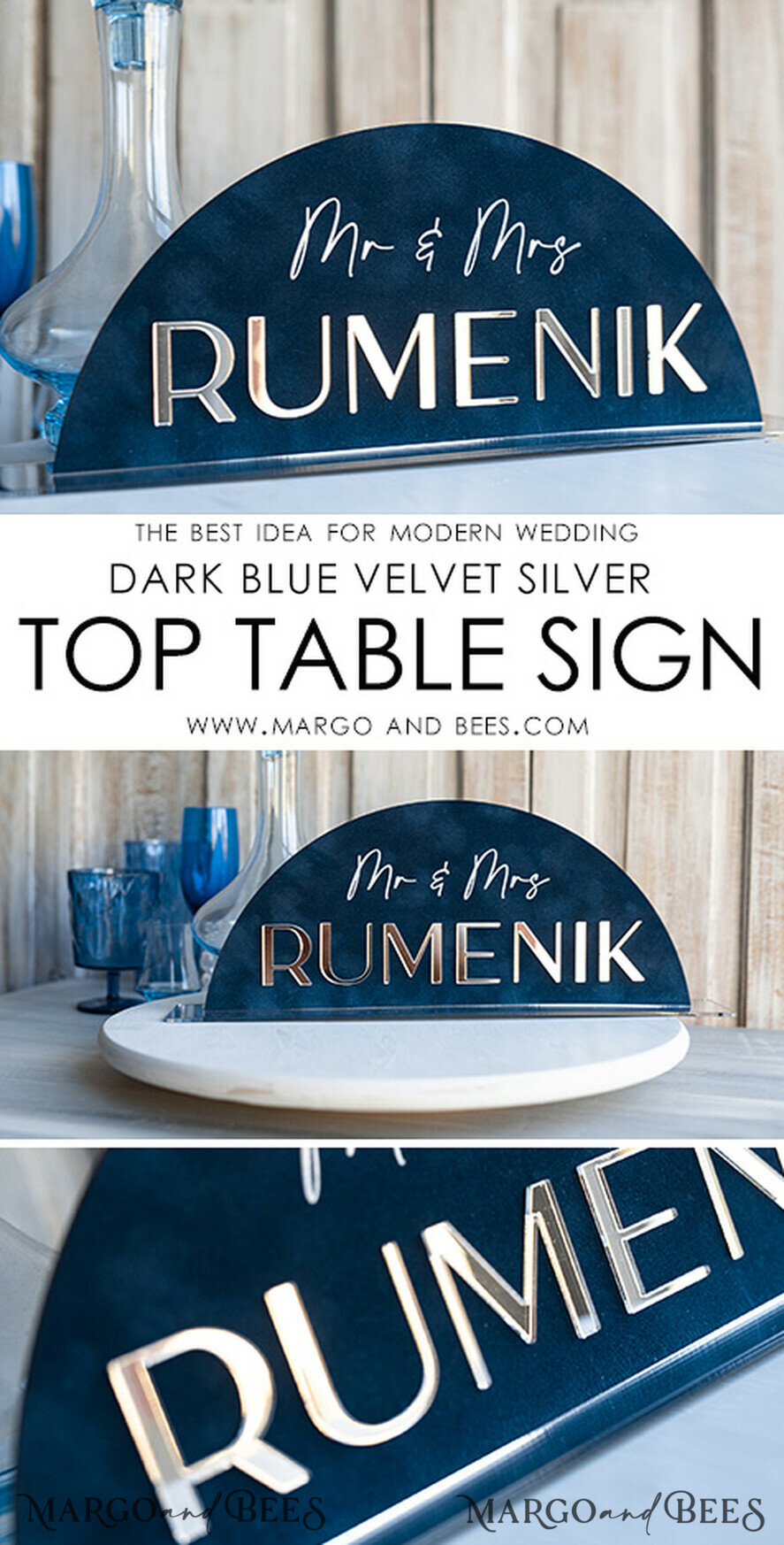 TISCHDEKORATIONSCHILDER   Samt Tischnummern und Dekoration Silberne Acryl-Top-Tisch Mr und Mrs-Schilder mit Ständer, dunkelblaue Samt-Silber-Spiegel-Tischschilder, marineblaue Silber-Plexiglas-Top-Tisch Mr und Mrs-Schilder, luxuriöse Hochzeits-Tischdekorationen Tischmittelstücke.