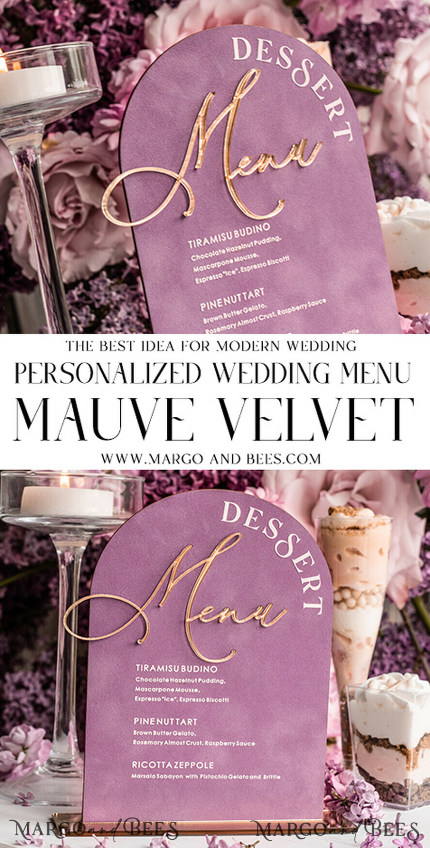 TISCHDEKORATIONSCHILDER   Samt Tischnummern und Dekoration Mauve Samt Bogen Dessertmenü, Staubige Rosé Bonbonschild, Gold Plexi Tischbogen Hochzeits-Dessertmenü, Luxuriöse Hochzeits Tischdekoration, MvS