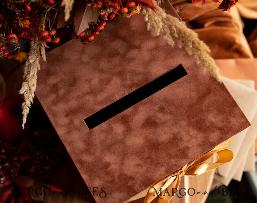 KARTONBOXEN  
 Samtkartenboxen Terrakotta Geschenkkartenbox, Samt Herbsthochzeits-Wunschbrunnen Geldgeschenkkartenbox, Rost Personalisierte Hochzeitskartenbox, Kupfer Luxus Kartenbox, Gebranntes Orange Hochzeitskartenbox mit Deckel, Gebranntes Orange Hochzeitsgeldbox, Hochzeitskartenbox
