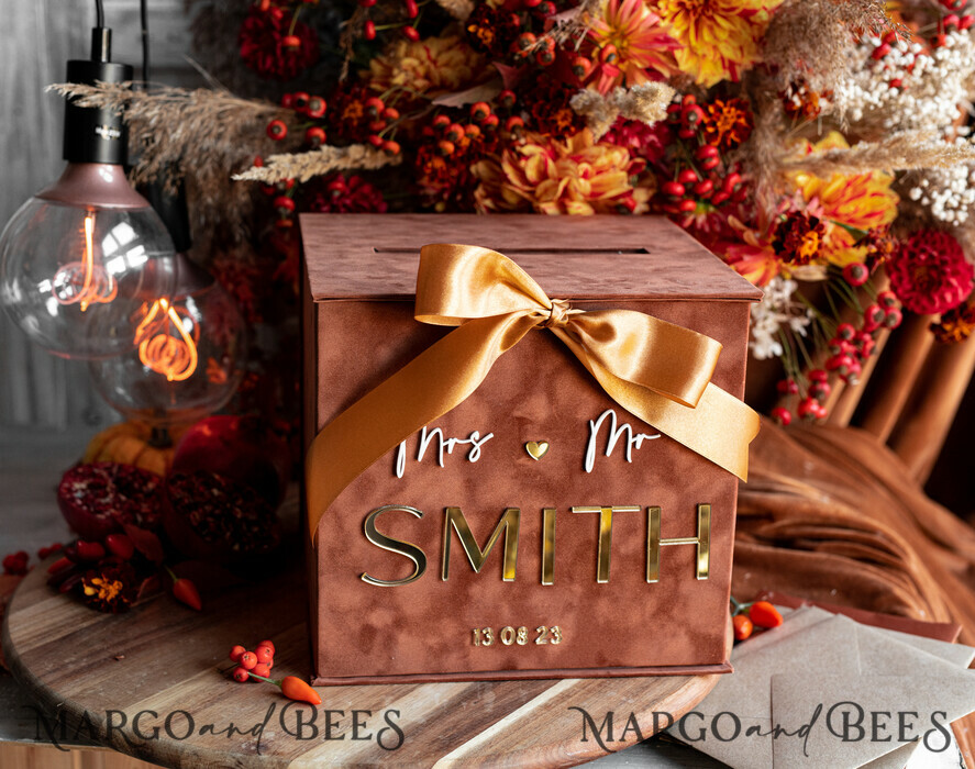 KARTONBOXEN  
 Samtkartenboxen Terrakotta Geschenkkartenbox, Samt Herbsthochzeits-Wunschbrunnen Geldgeschenkkartenbox, Rost personalisierte Hochzeitskartenbox, Kupfer Luxus Kartenbox, Burnt Orange Hochzeitskartenbox mit Deckel, Burnt Orange Hochzeitsgeldbox, Hochzeitskartenbox