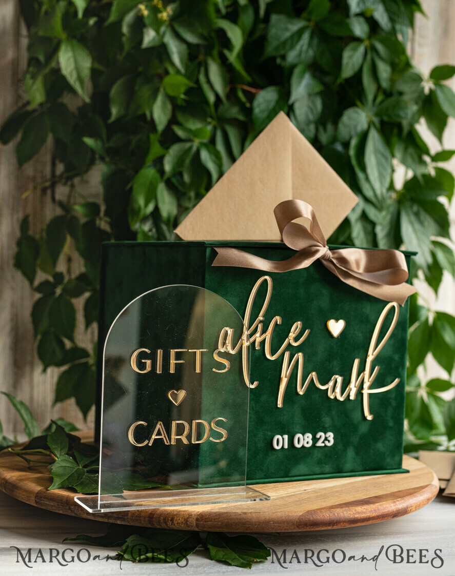 KARTONBOXEN  
 Samtkartenboxen Hochzeitskarte Box Geschenkkartenbox & Bogen Zeichen Set, Samtgrüne Hochzeitswunschbrunnen Geldgeschenkkartenbox, Personalisierte Hochzeitskartenbox, Grüner Luxus-Kartenbox, Hochzeitskartenbox mit Deckel, Smaragdgrüne Hochzeitsgeldbox, Garten Hochzeitskartenbox