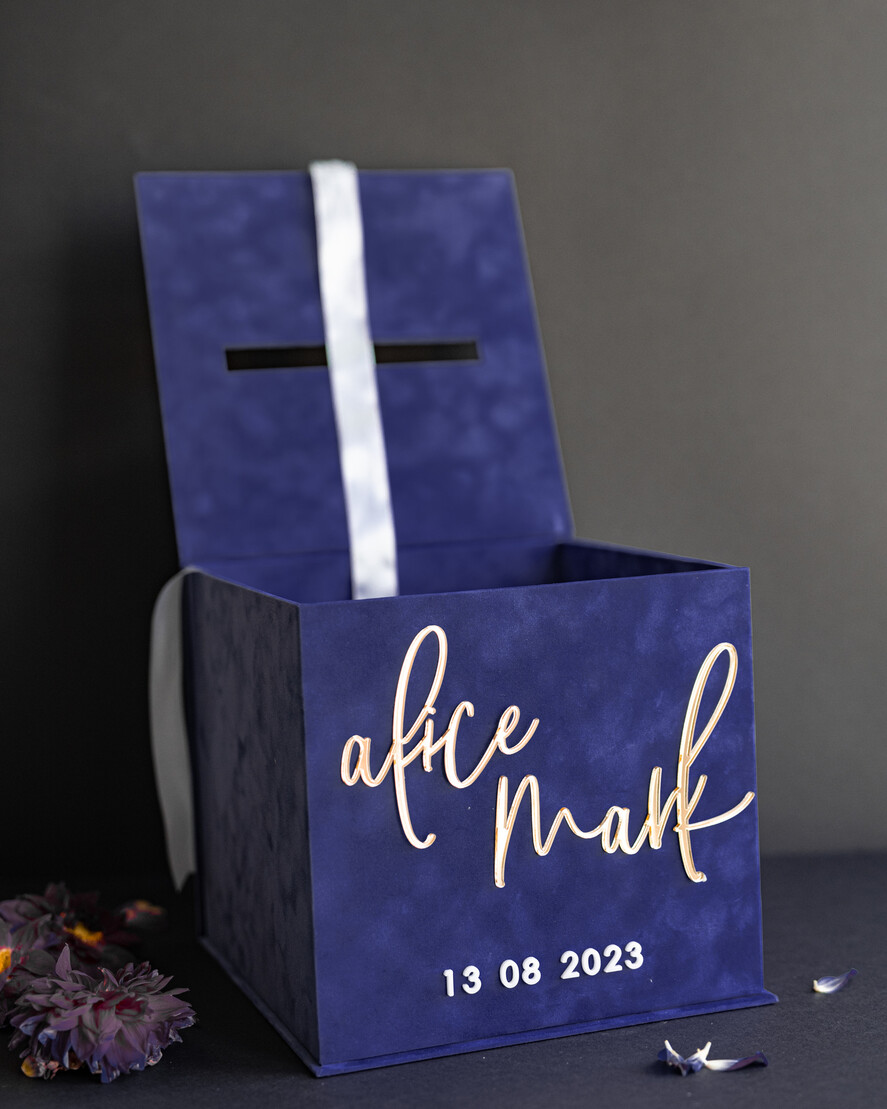 KARTONBOXEN  
 Samtkartenboxen Geschenkkartenbox & Karten mit besten Wünschen Set, Samt Navy Hochzeitswunschbrunnen Geldgeschenkkartenbox, personalisierte Hochzeitskartenbox, luxuriöse Kartenbox, Hochzeitskartenbox mit Deckel, Hochzeitsgeldbox, Hochzeitskartenbox.
