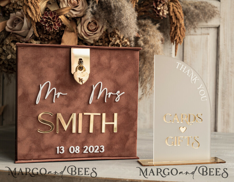 KARTONBOXEN  
 Samtkartenboxen Terrakotta Fall Kartenbox und Arch Acryl Karten & Geschenke klare Beschilderung, Samt Rost Hochzeit Kartenbox mit Deckel, verbranntes Orange Hochzeit Geldbox, Kupfer Hochzeit Kartenbox Karten und Geschenk Arch Acryl Schild Set.