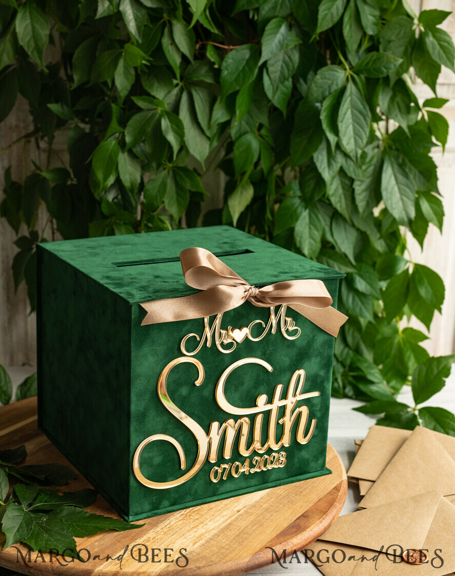 KARTONBOXEN  
 Samtkartenboxen Hochzeitskartenbox für Gartenhochzeiten, Geschenkkartenbox & Schild-Set, Samtgrüne Hochzeitswunschbox für Geldgeschenke, personalisierte Hochzeitskartenbox, luxuriöse Kartenbox mit Grünpflanzen, Hochzeitskartenbox mit Deckel, smaragdgrüne Hochzeitsgeldbox, Hochzeitskartenbox für Gartenhochzeiten.